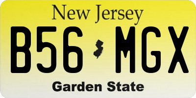 NJ license plate B56MGX