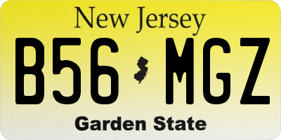 NJ license plate B56MGZ