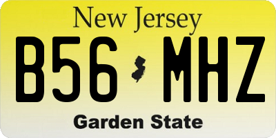 NJ license plate B56MHZ
