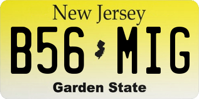 NJ license plate B56MIG