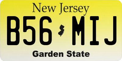 NJ license plate B56MIJ