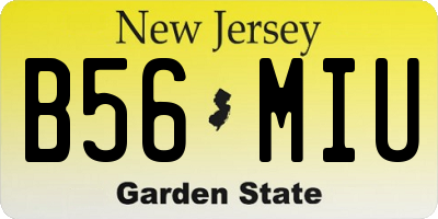 NJ license plate B56MIU