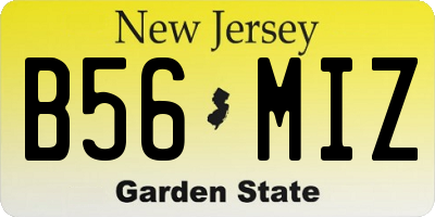 NJ license plate B56MIZ