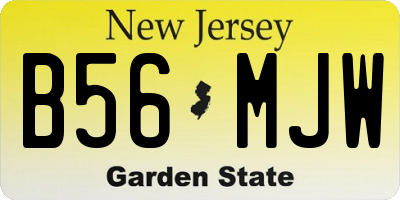 NJ license plate B56MJW