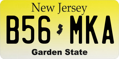NJ license plate B56MKA