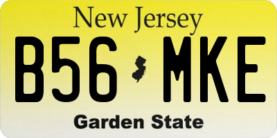 NJ license plate B56MKE