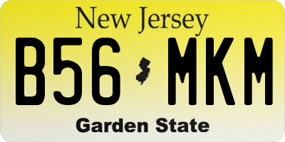NJ license plate B56MKM