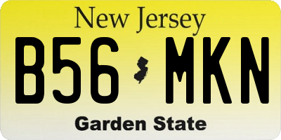NJ license plate B56MKN