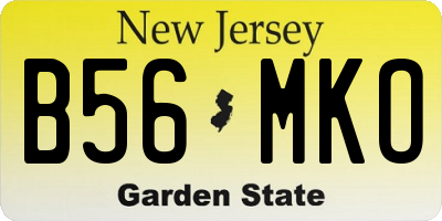 NJ license plate B56MKO