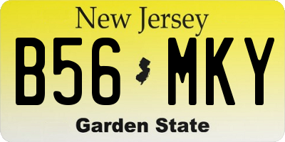 NJ license plate B56MKY