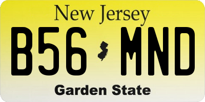 NJ license plate B56MND