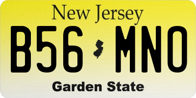 NJ license plate B56MNO