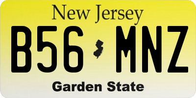 NJ license plate B56MNZ
