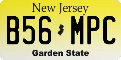 NJ license plate B56MPC