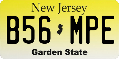 NJ license plate B56MPE