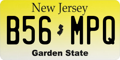 NJ license plate B56MPQ