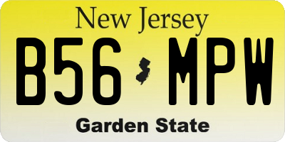 NJ license plate B56MPW