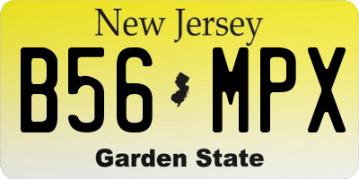 NJ license plate B56MPX