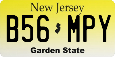 NJ license plate B56MPY
