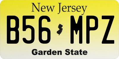NJ license plate B56MPZ