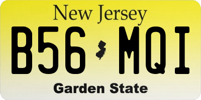 NJ license plate B56MQI