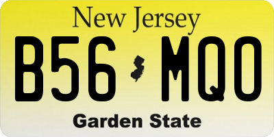NJ license plate B56MQO