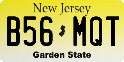 NJ license plate B56MQT