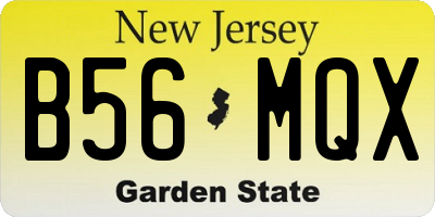 NJ license plate B56MQX