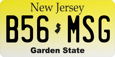 NJ license plate B56MSG