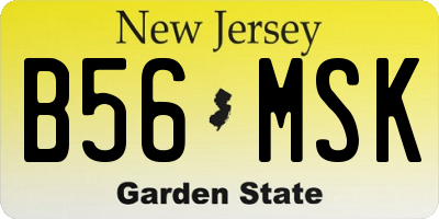 NJ license plate B56MSK