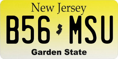 NJ license plate B56MSU