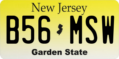 NJ license plate B56MSW