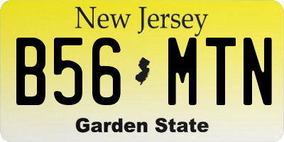 NJ license plate B56MTN