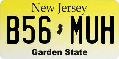 NJ license plate B56MUH