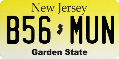NJ license plate B56MUN