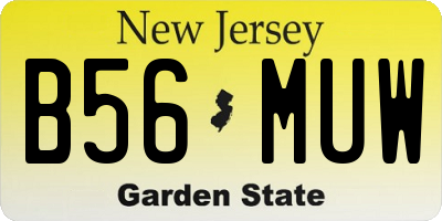 NJ license plate B56MUW