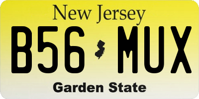 NJ license plate B56MUX
