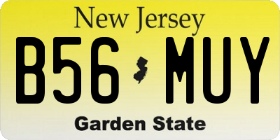 NJ license plate B56MUY