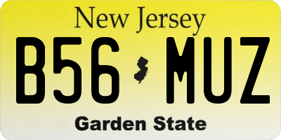NJ license plate B56MUZ