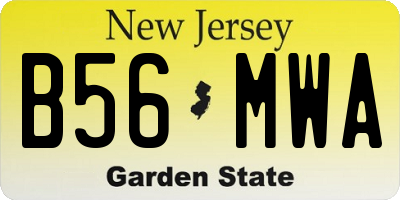 NJ license plate B56MWA