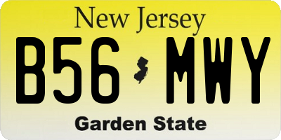 NJ license plate B56MWY