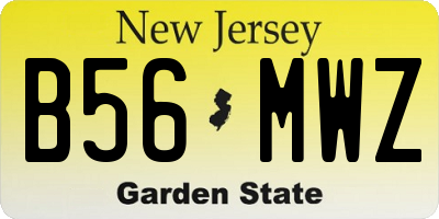 NJ license plate B56MWZ