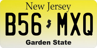 NJ license plate B56MXQ