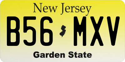 NJ license plate B56MXV