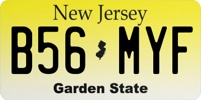 NJ license plate B56MYF