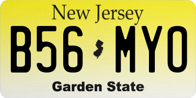 NJ license plate B56MYO
