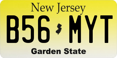 NJ license plate B56MYT