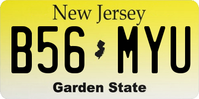 NJ license plate B56MYU
