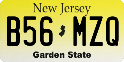 NJ license plate B56MZQ