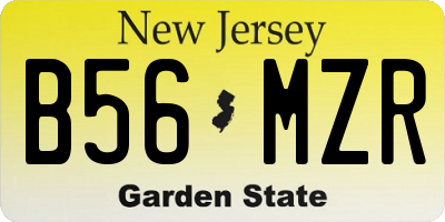 NJ license plate B56MZR